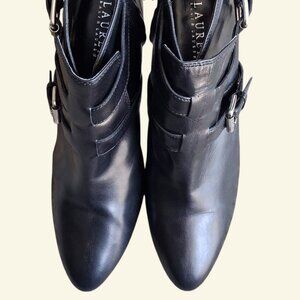 Lauren Ralph Lauren Lorelei Black Leather Ankle Booties Women’s Size 9.5B High
